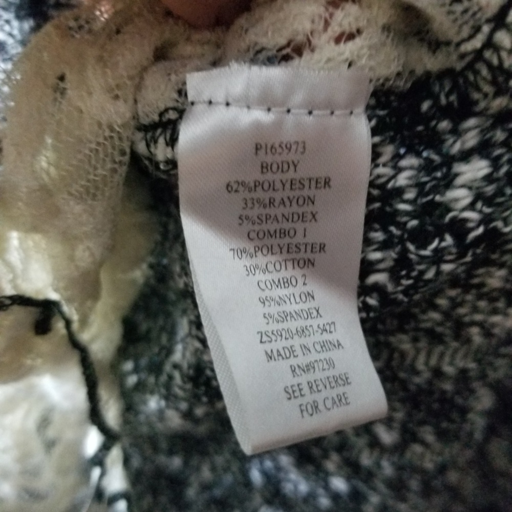 Women's Black and Gray Sweater with Lace Detail - Picture 7 of 7